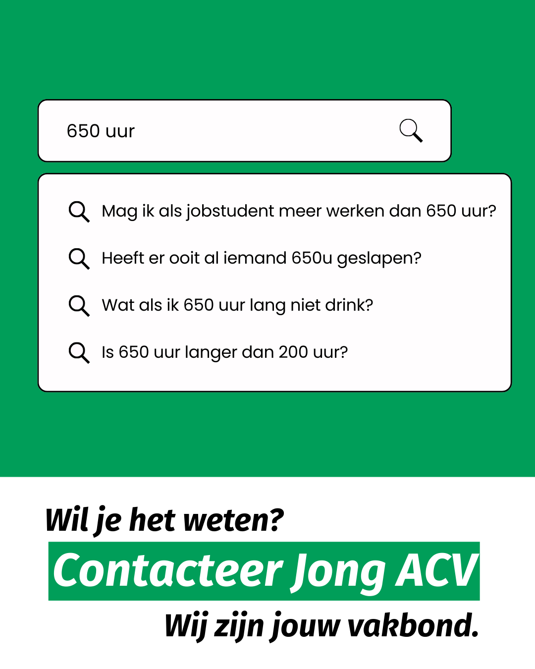 Jobstudent contact Campagnevisual van Jong ACV voor jobstudenten