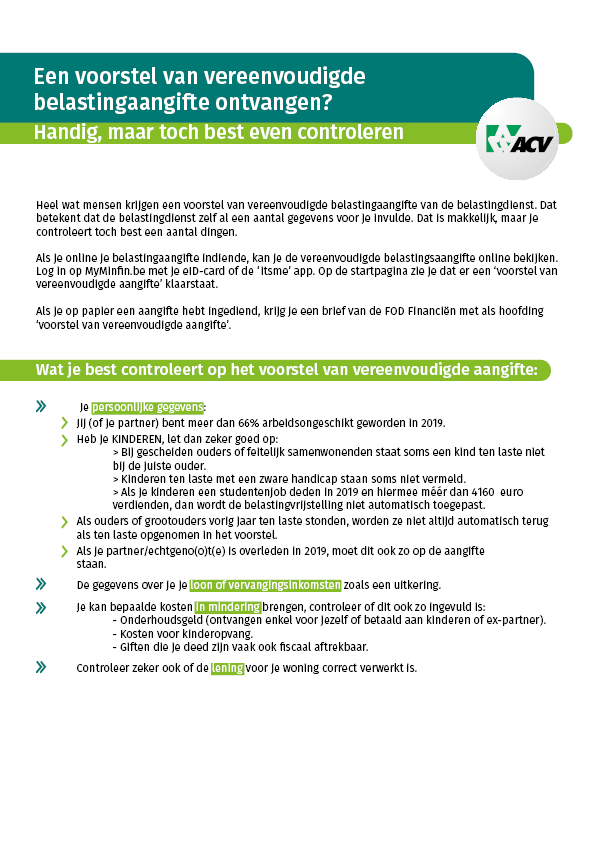 flyer vereenvoudigde belastingaangifte
