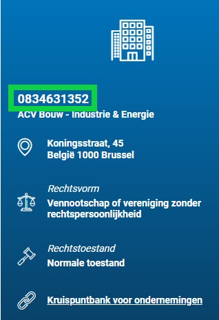 Scherm ondernemingsgevevens