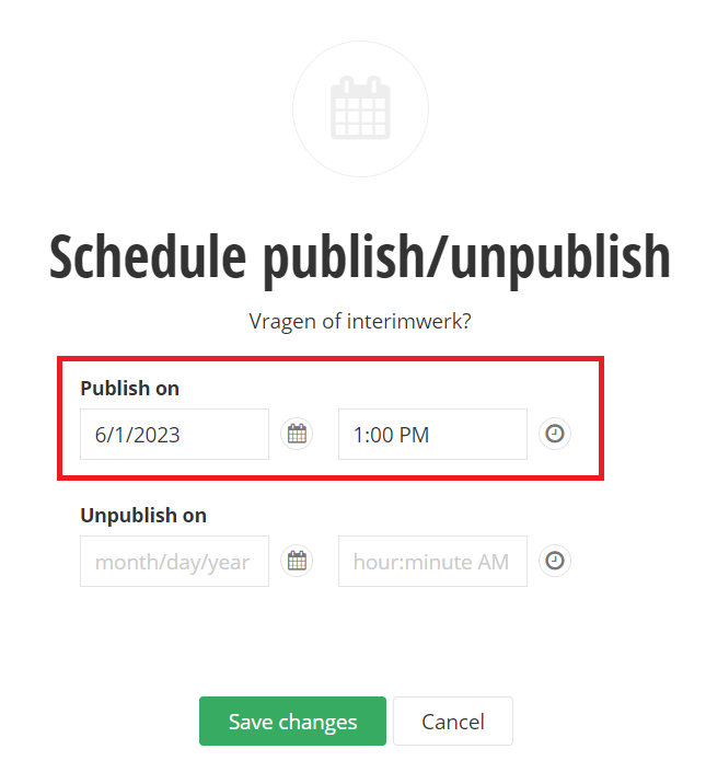 2. Schedule publish-unpublish-kies datum